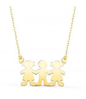 Collier personnalisable silhouette filles et garçon Or 18K