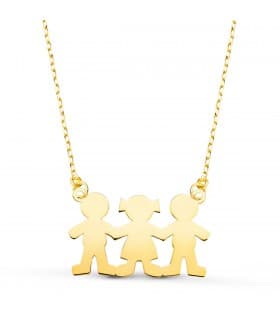 Collier personnalisable silhouette garçons et fille Or 18K