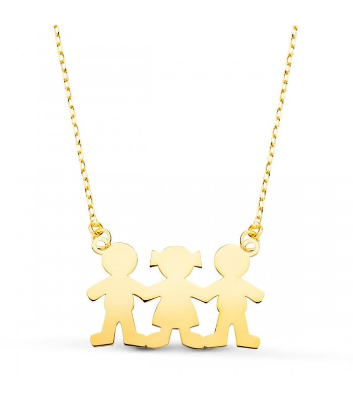 Collier personnalisable silhouette garçons et fille Or 18K