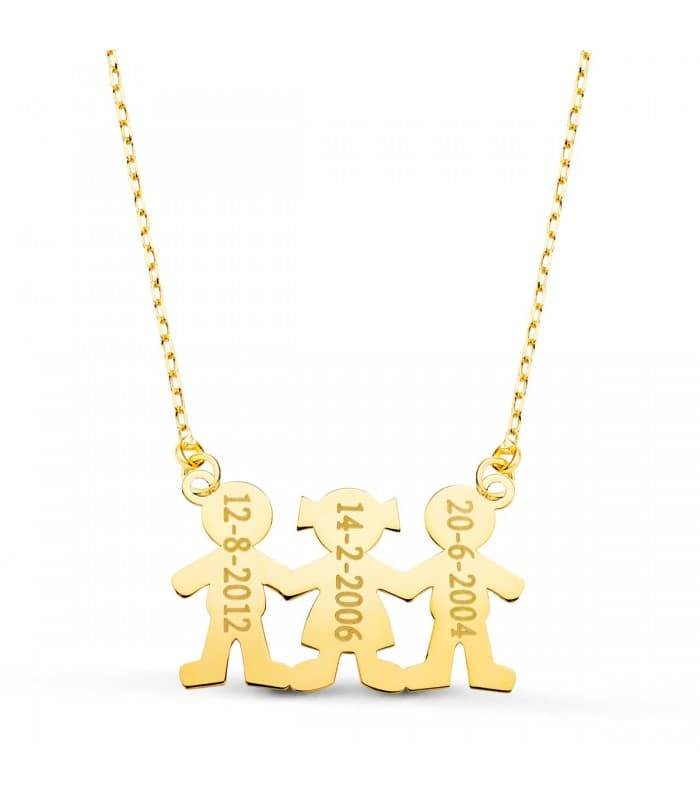 Collier personnalisable silhouette garçons et fille Or 18K