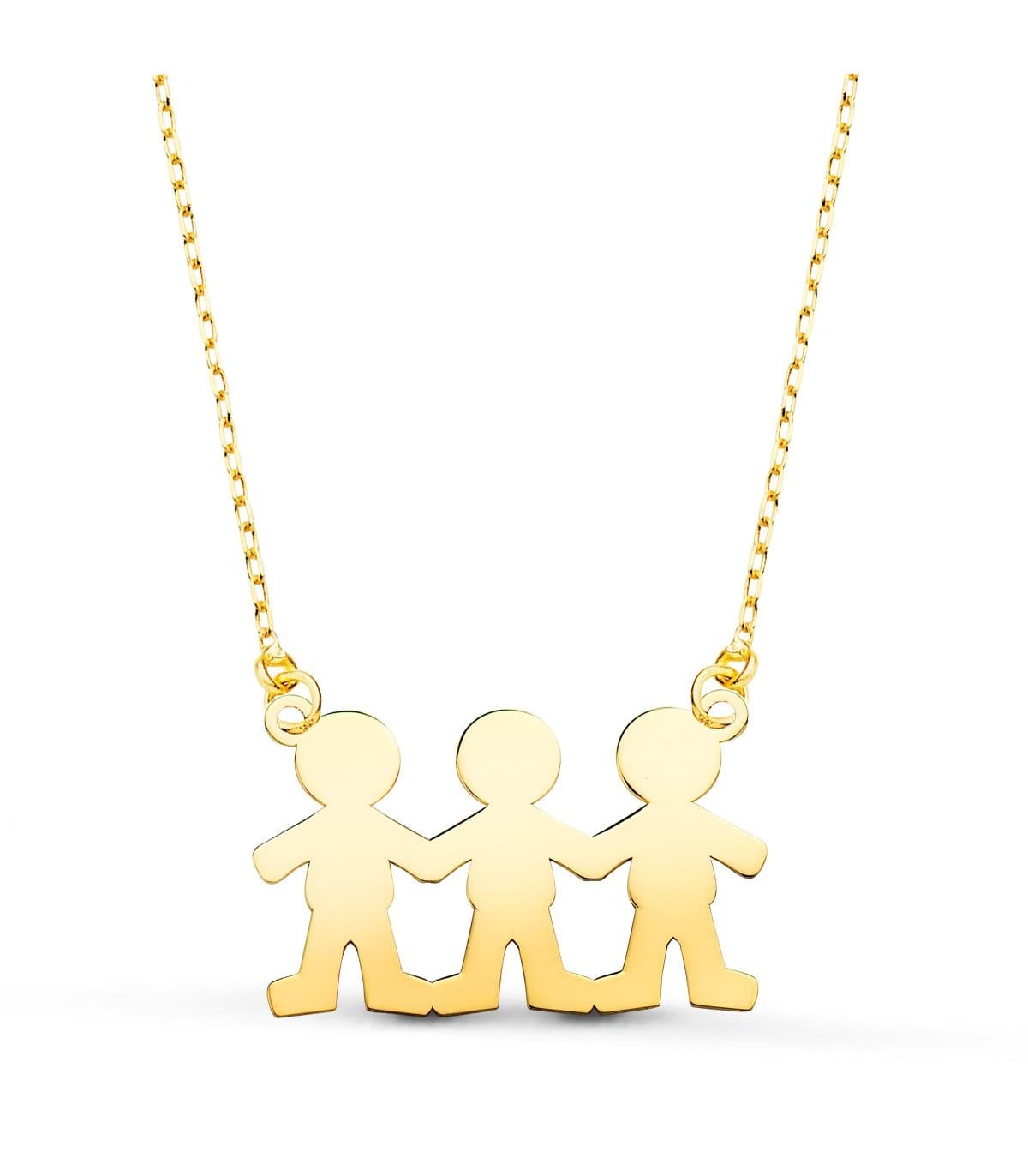 Collar personalizado silueta 3 niños Oro 18K colgante mama, regalos para el dia de la madre