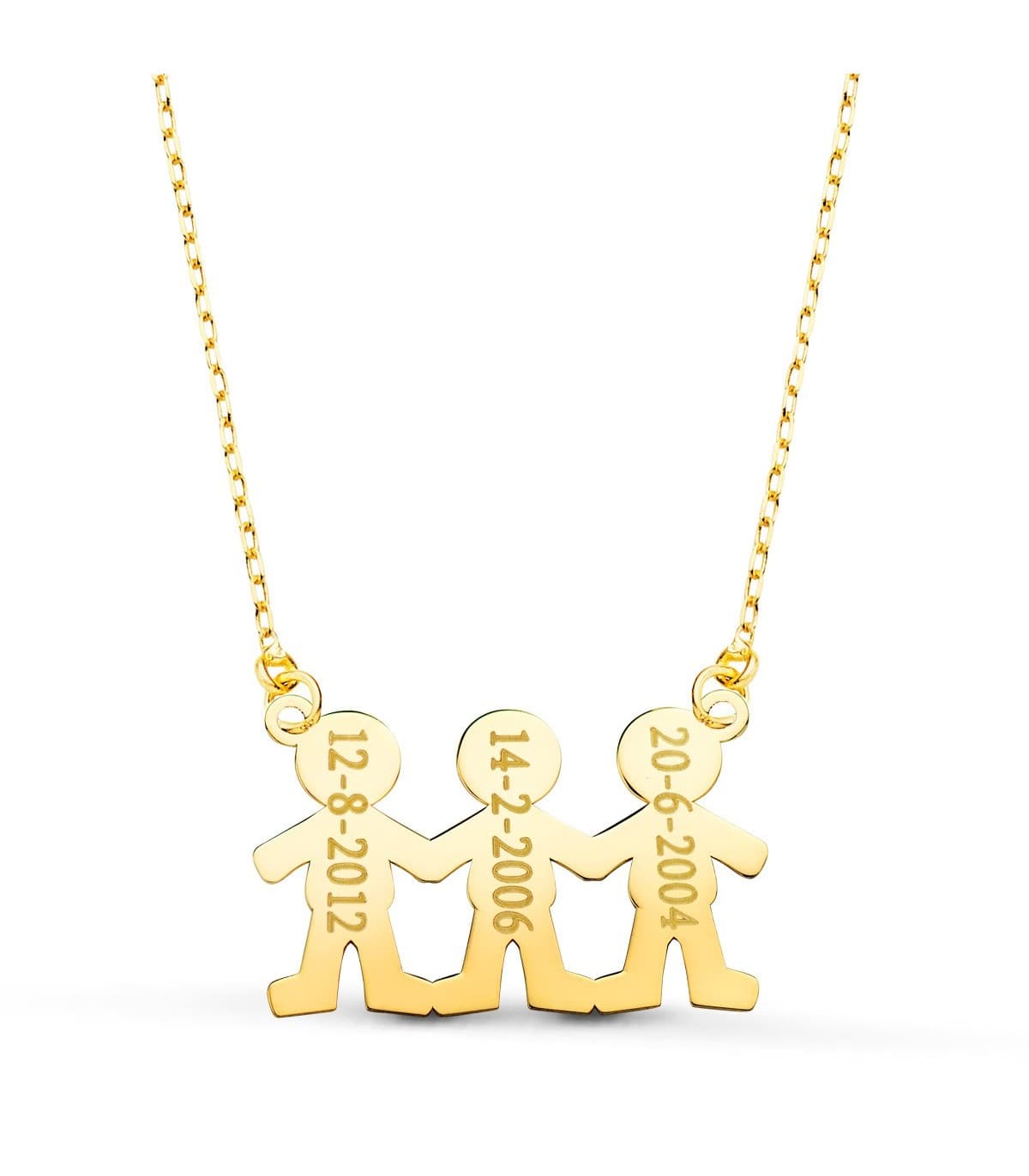 Collar personalizado silueta 3 niños Oro 18K colgante mama, regalos para el dia de la madre