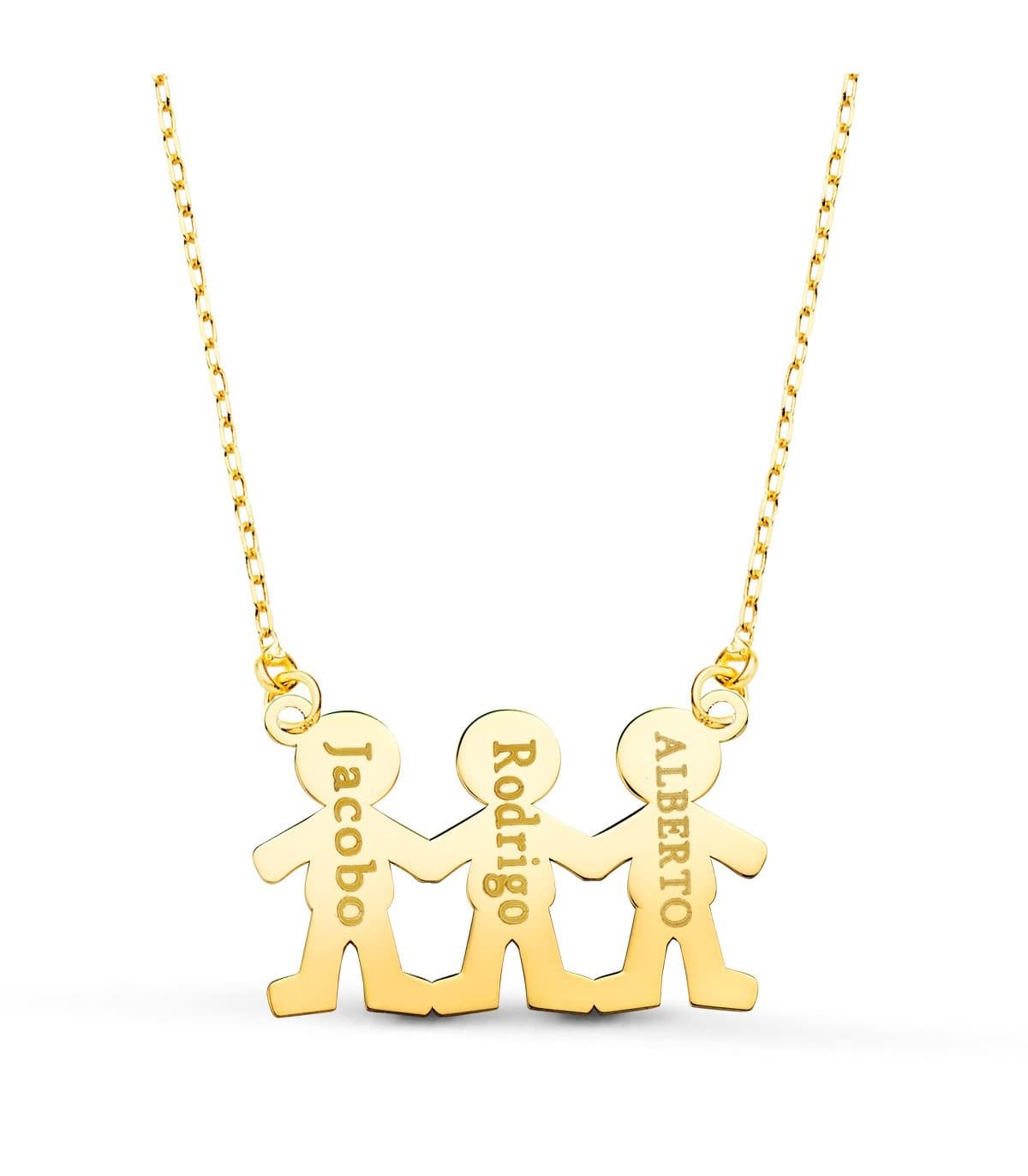 Collar personalizado silueta 3 niños Oro 18K colgante mama, regalos para el dia de la madre