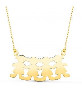 Collar personalizado silueta 4 niñas Oro 18K colgante mama, regalos para el dia de la madre