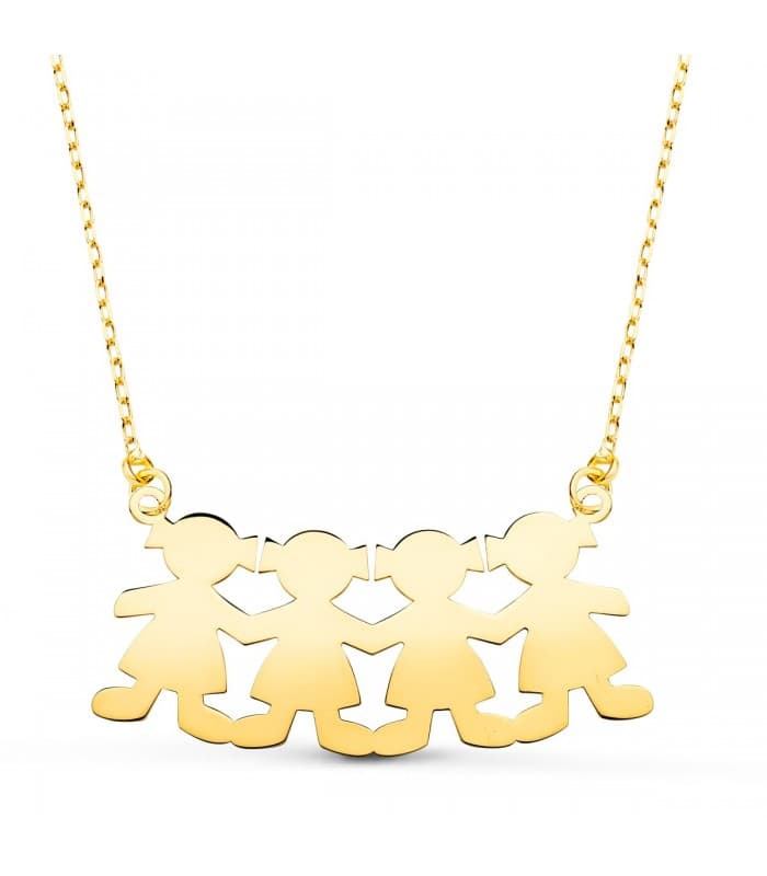 Collar personalizado silueta 4 niñas Oro 18K colgante mama, regalos para el dia de la madre