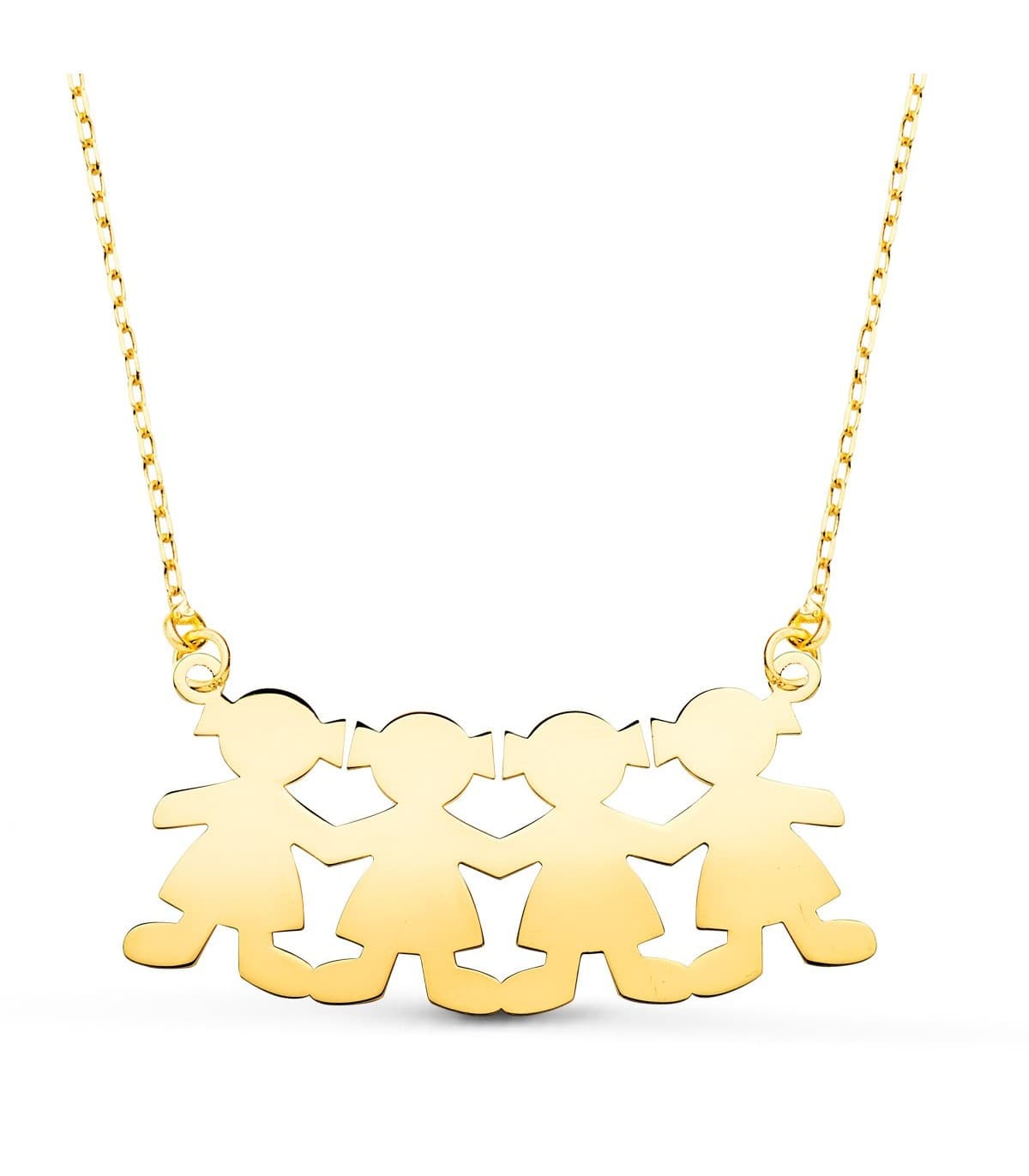 Collar personalizado silueta 4 niñas Oro 18K colgante mama, regalos para el dia de la madre