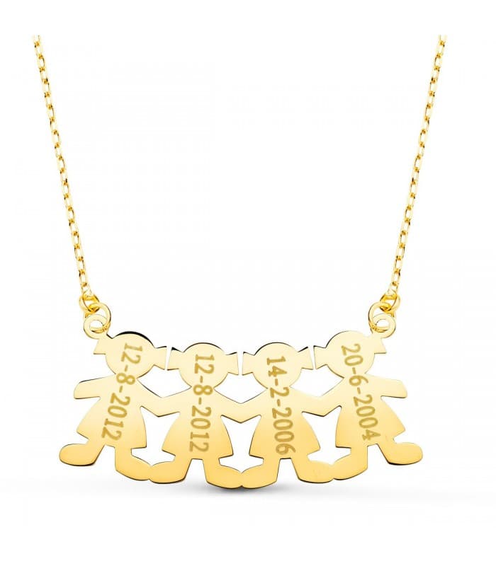 Collar personalizado silueta 4 niñas Oro 18K colgante mama, regalos para el dia de la madre