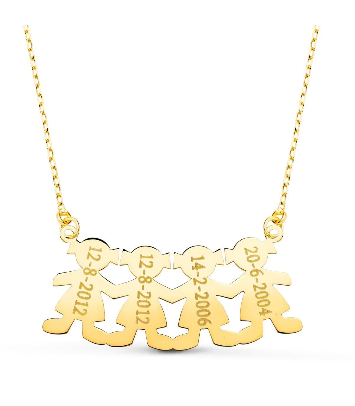 Collar personalizado silueta 4 niñas Oro 18K colgante mama, regalos para el dia de la madre