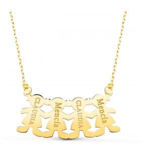 Collar personalizado silueta 4 niñas Oro 18K colgante mama, regalos para el dia de la madre