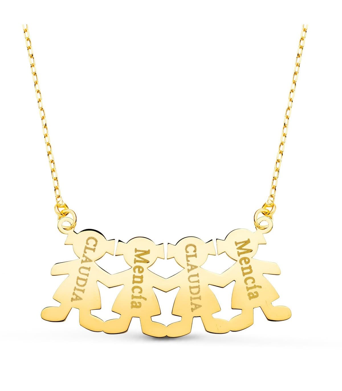Collar personalizado silueta 4 niñas Oro 18K colgante mama, regalos para el dia de la madre