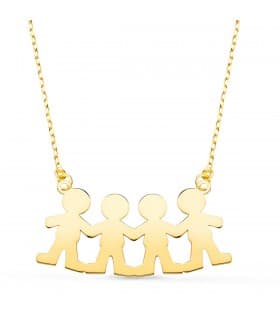Collar personalizado silueta 4 niñas Oro 18K colgante mama, regalos para el dia de la madre