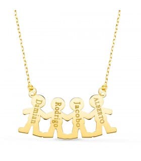 Collar personalizado silueta 4 niñas Oro 18K colgante mama, regalos para el dia de la madre