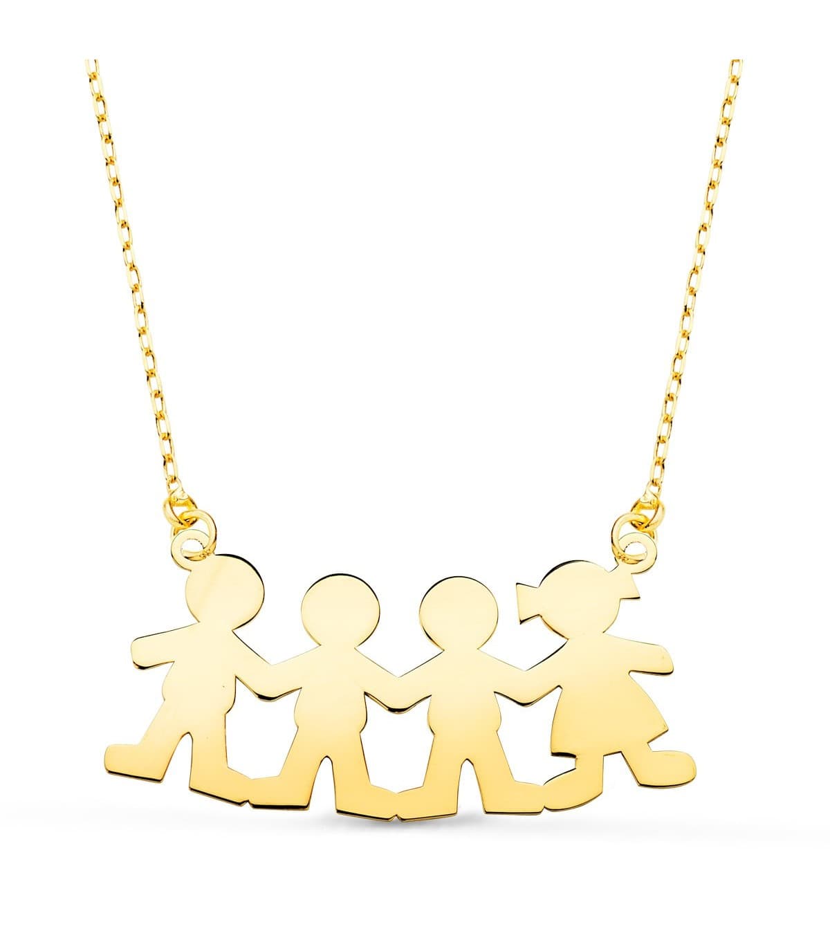 Collar personalizado silueta 3 niños y niña Oro 18K