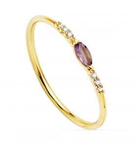 Anello Bergman Oro 18kt Diamanti 0,030 ct Ametista