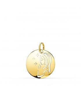 Medalla Oro 9k Virgen Niña 15 mm