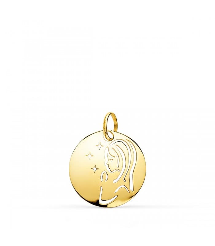 Medalla Oro 9k Virgen Niña 15 mm