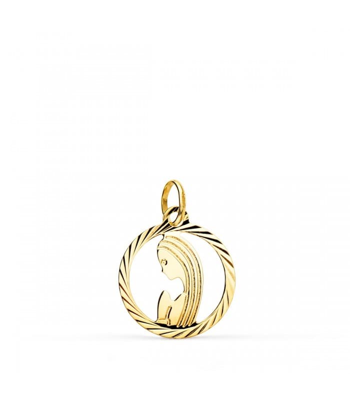 Medalla Oro 9k Virgen Niña 15 mm