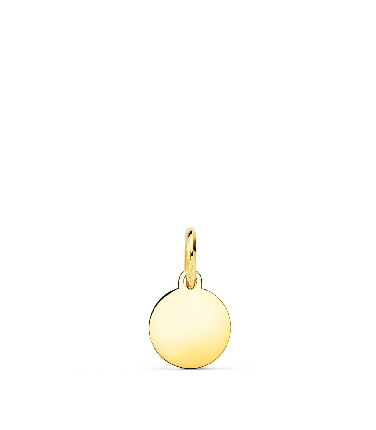 Ciondolo iniziale tondo oro 18kt 8mm, medaglia con incisione.