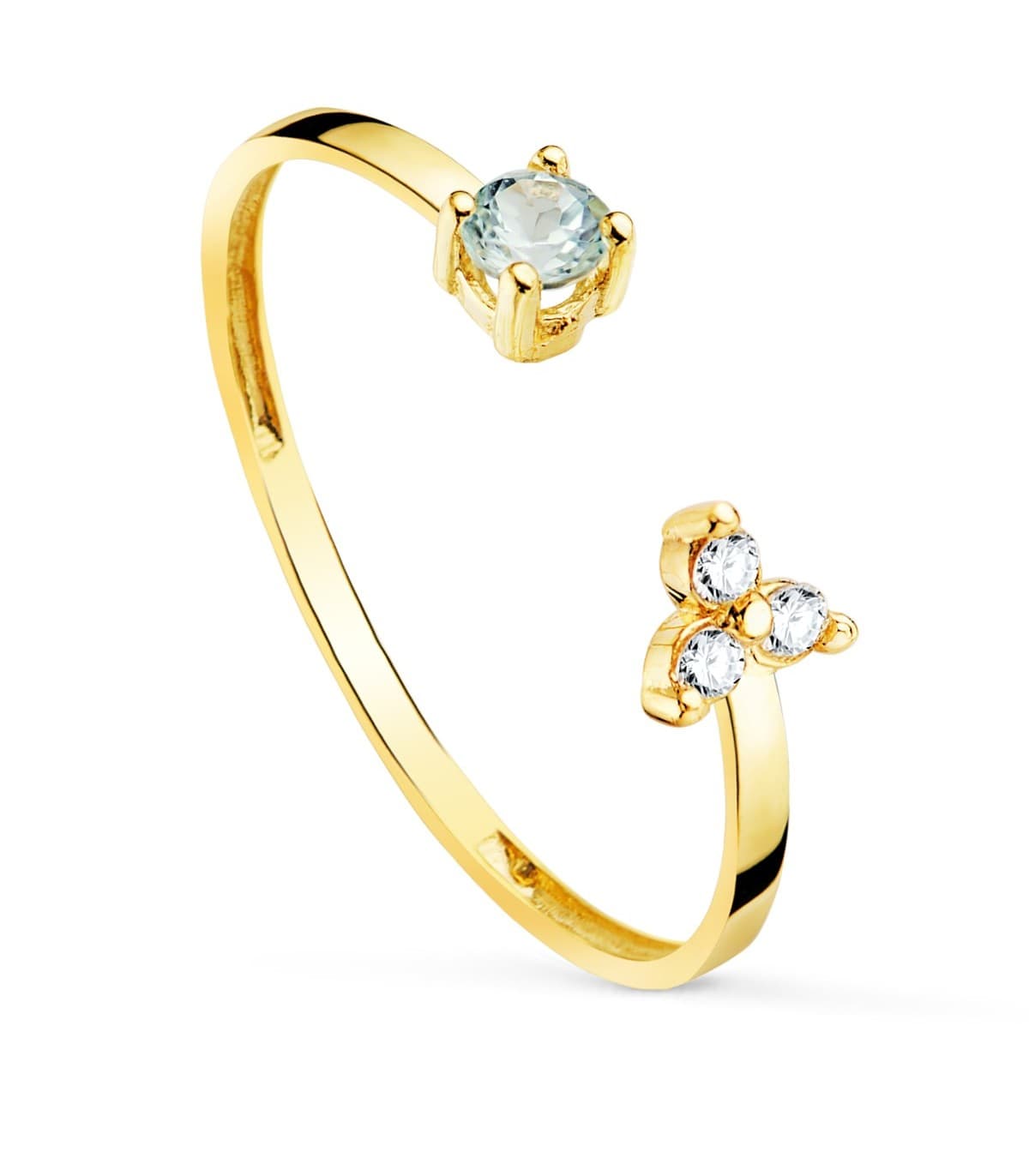 Anillo Bardot Oro 18K Aguamarina y Diamantes | anillos con piedras preciosas | anillo diamantes