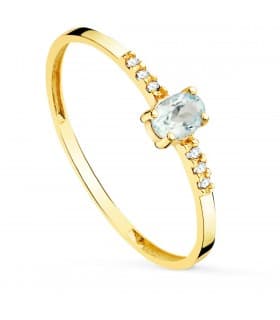 Anillo Garbo Oro 18K Aguamarina y Diamantes