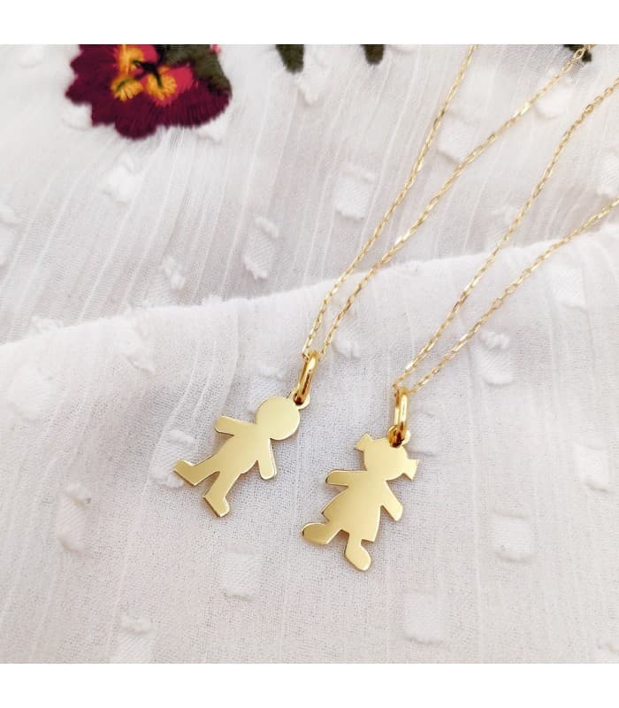Collar personalizado silueta niño Oro 18K colgante mama, regalos para el dia de la madre
