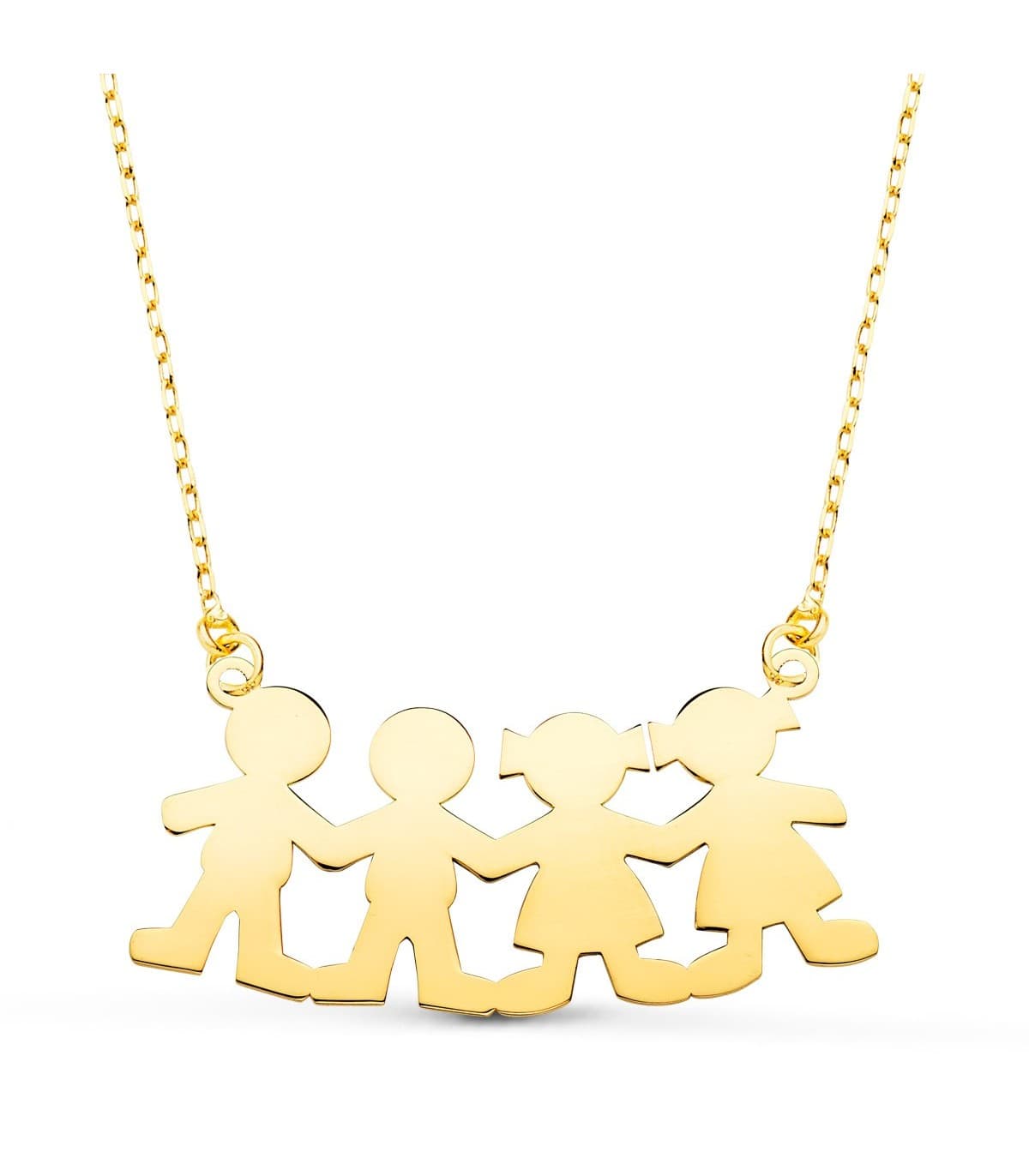 Collar personalizado silueta 2 niños y 2 niñas Oro 18K colgante mamá, regalos para el día de la madre