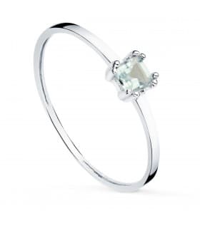 Damenring aus 750er Weißgold mit blauem Topas im Princess-Schliff, elegantes Design