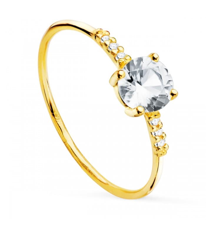 Ring mit weißem Topas 19575-OATB | Verlobungsringe für Damen, 750/18K Gelbgold