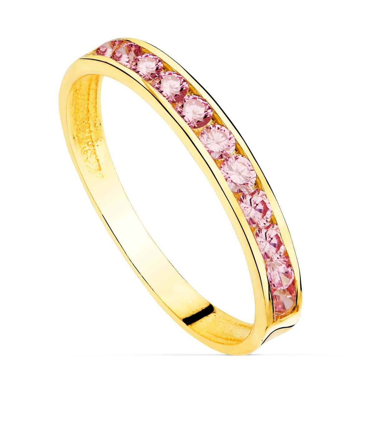 Memoire-Ring Zirkonia Rosa, Gold 18K 2,5 mm | Ring mit Steinen für Damen