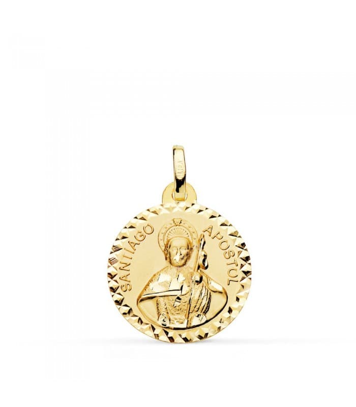 Medaglia San Giacomo Apostolo oro 18kt 18mm diamantata