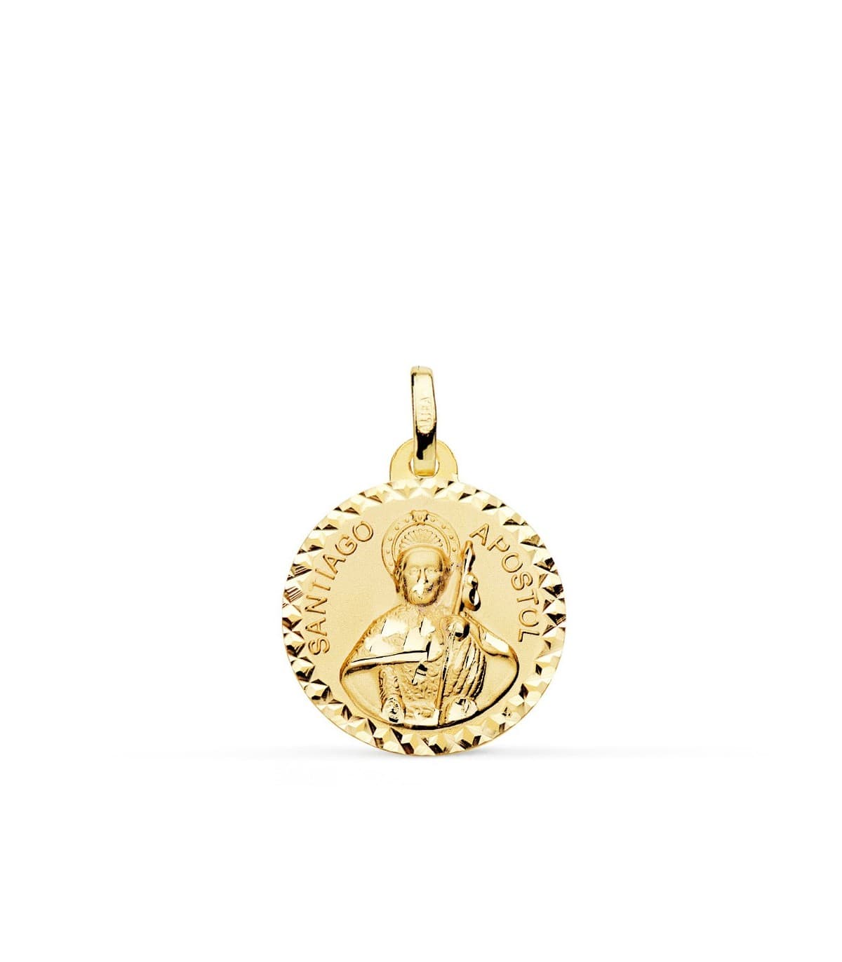 Medaglia San Giacomo Apostolo oro 18kt 18mm diamantata