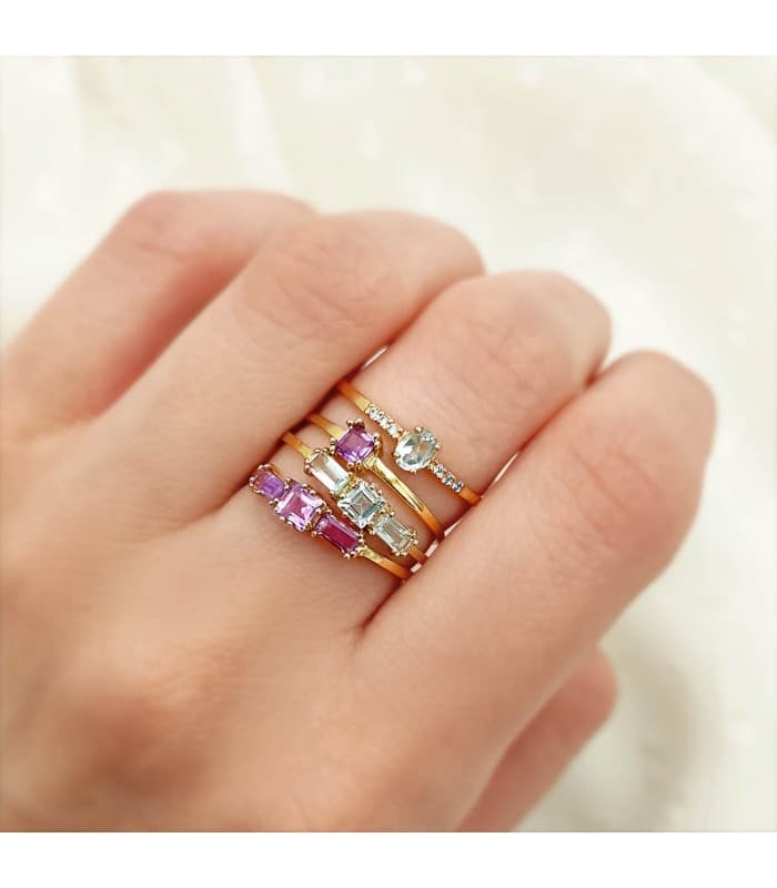 Bague Queen Topaze Bleue Or Jaune 18K
