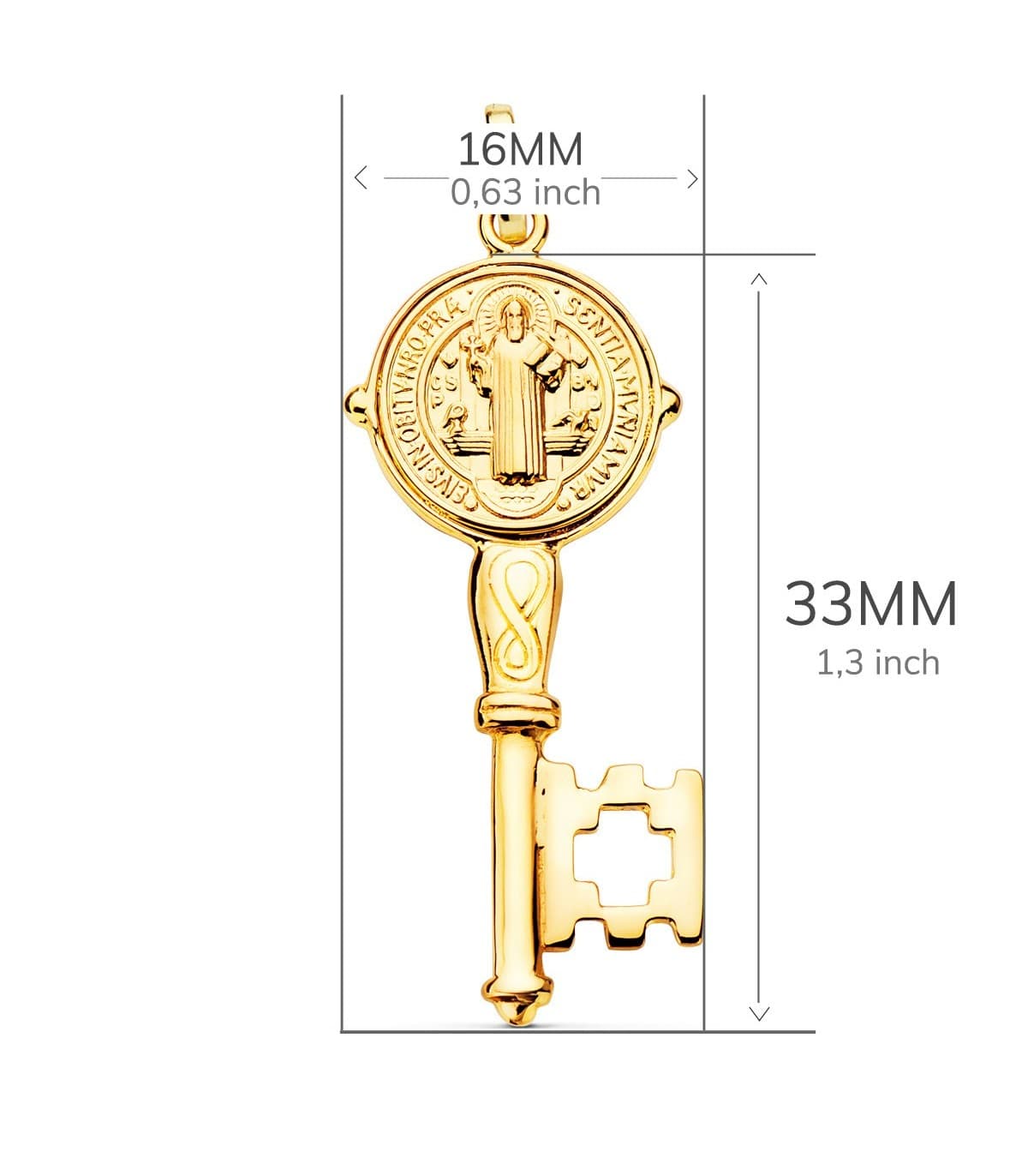 Ciondolo San Benedetto Monaco Chiave Oro 18K medaglia medaglione acquistare ciondoli per uomo in oro giallo