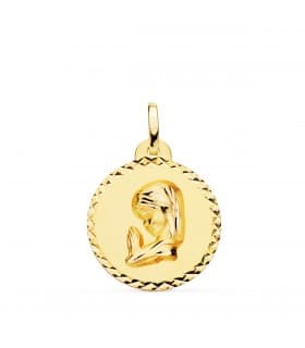 Medalla Virgen niña rezando 18K Talla 20mm comprar regalos para la comunión joyería online