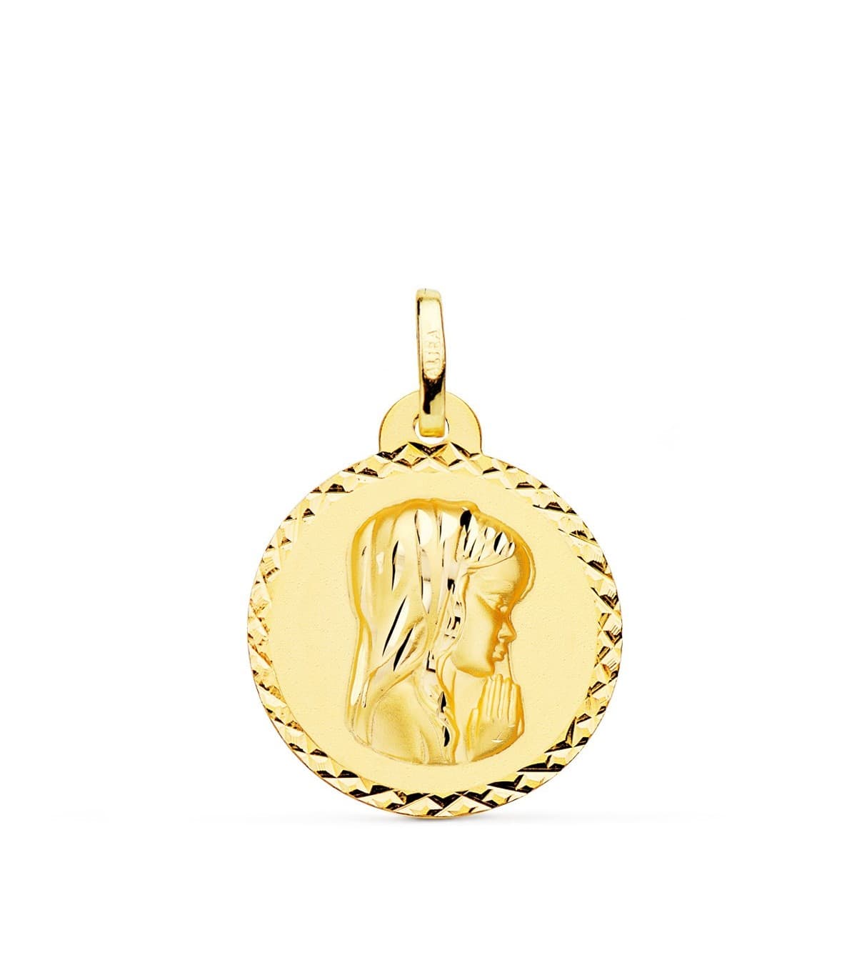 Medalla 18kt 20mm Virgen Niña Rezando Talla comprar regalos para la primera comunión