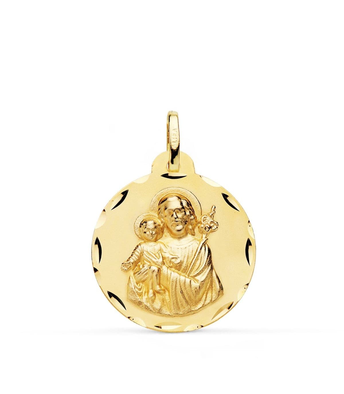 Medalla San José Oro 18K 22mm Tallada comprar joyas online, cómo personalizar colgantes