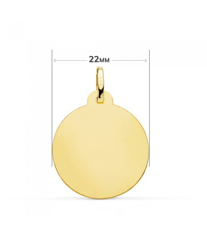 Medaglia San Giuseppe oro 18kt 22mm lavorata, ciondolo liscio per incisione