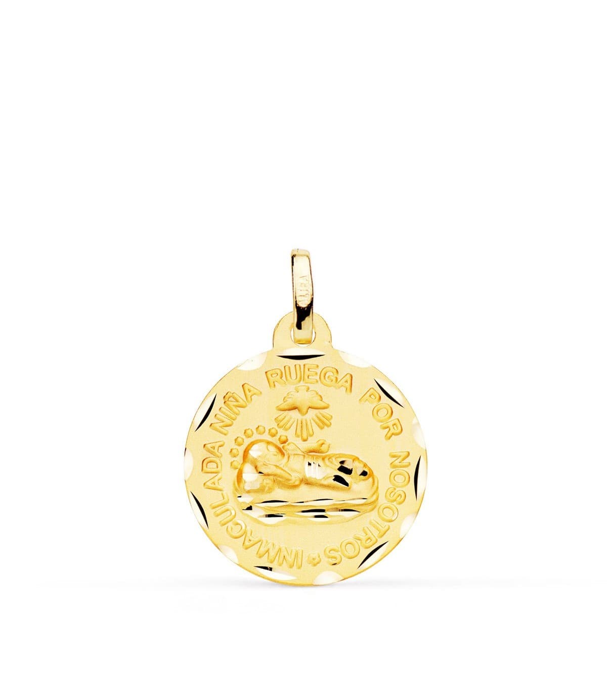Medalla Virgen Inmaculada Niña Oro 18K 18MM Tallada