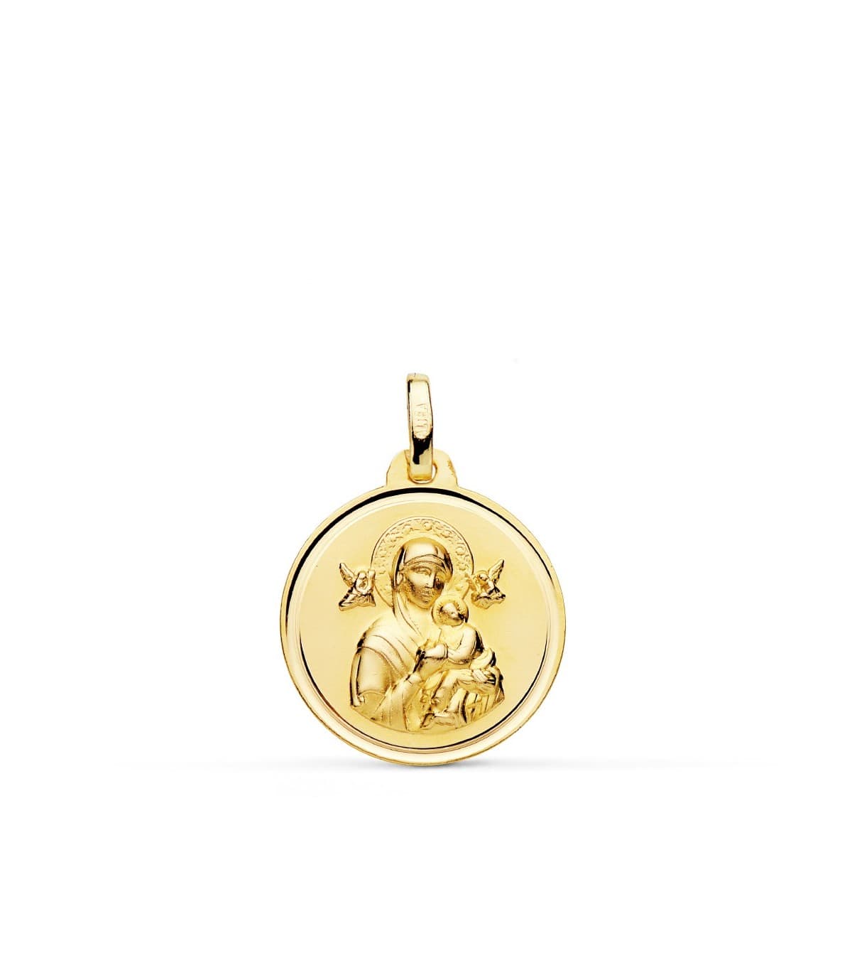 Medalla Virgen Perpetuo Socorro Oro 18K 18mm Bisel