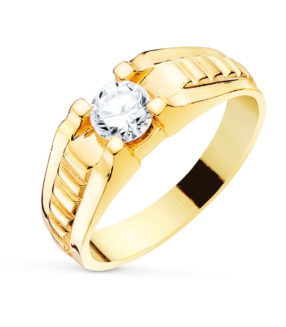 Bague Sceau Homme En Or Jaune Et Blanc 18 Carats - Poids 7.60g - Taille 22 - Zircon Blanc - Style Vintage Neuf