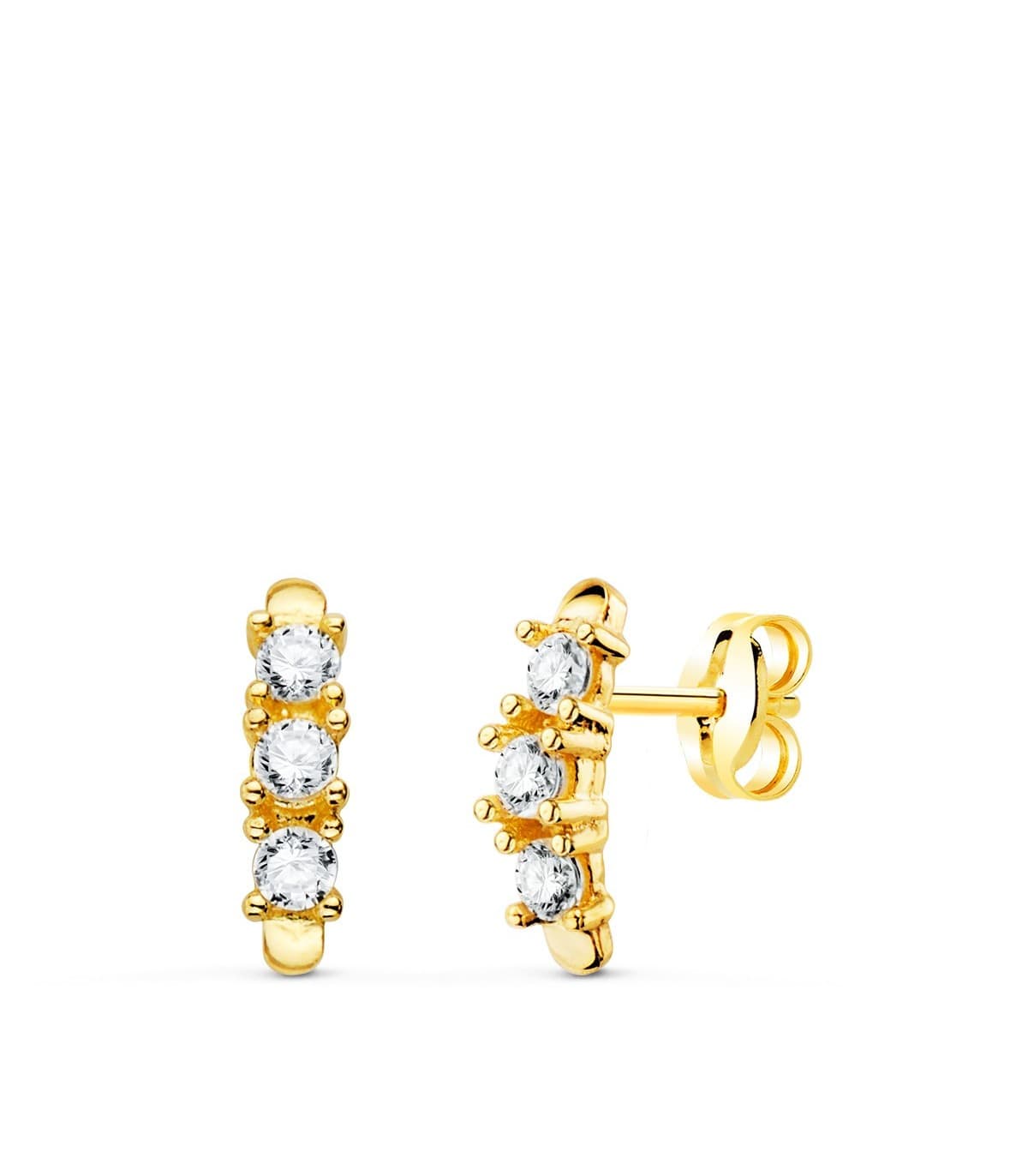 Goldohrringe Ohrstecker Zirkonia Brillantschliff aus 18 Karat Gelbgold