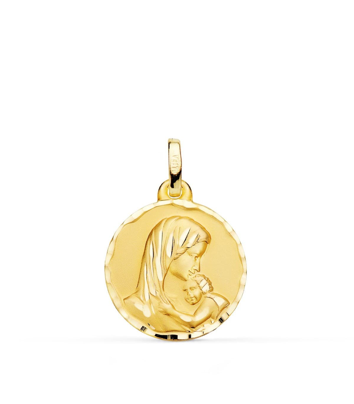 Medalla Virgen Dulce Madre Oro 18k 18mm Tallada