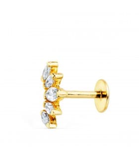 Pendiente piercing Oro Amarillo 18K Marquis piercing en la oreja tragus helix conch