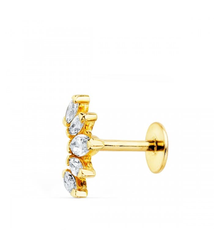 Pendiente piercing Oro Amarillo 18K Marquis piercing en la oreja tragus helix conch