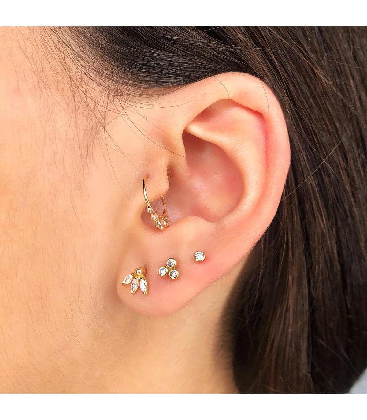 Piercing Créole Zircon Or Jaune 18K