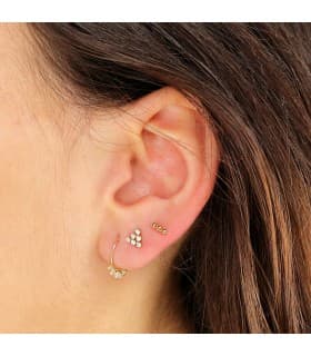 Piercing mini barrita bolitas Oro Amarillo 18K