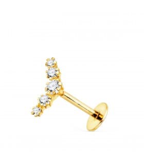 Piercing de oreja Zircon Oro Amarillo 18K