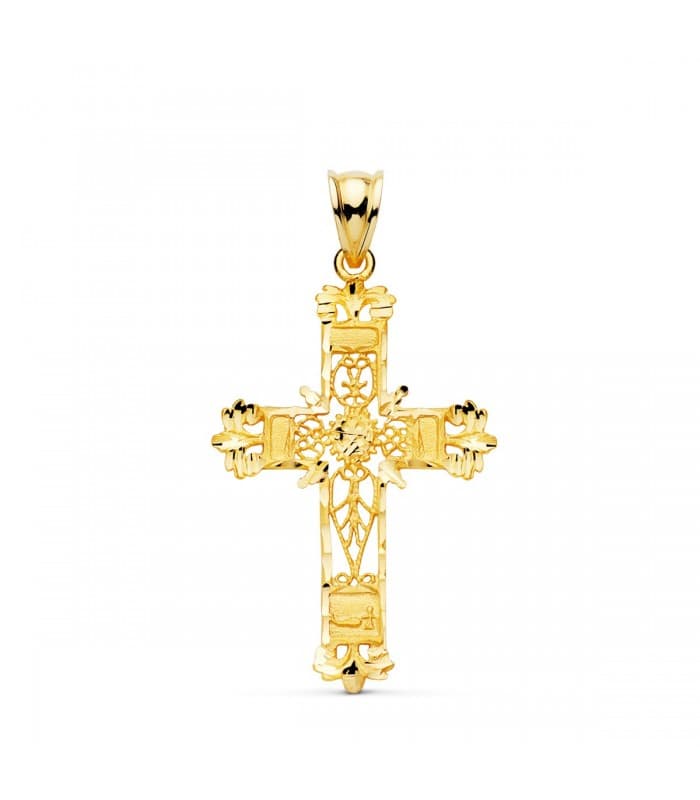 Croix Filigrane Or Jaune 18K 35 mm