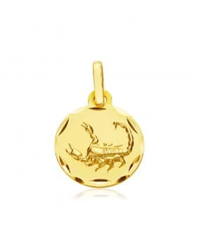 Ciondolo segno zodiacale Scorpione tondo 18 Kt 13mm