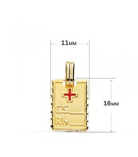 Placa RH Oro Amarillo 18K 16mm Grabado grupo sanguíneo